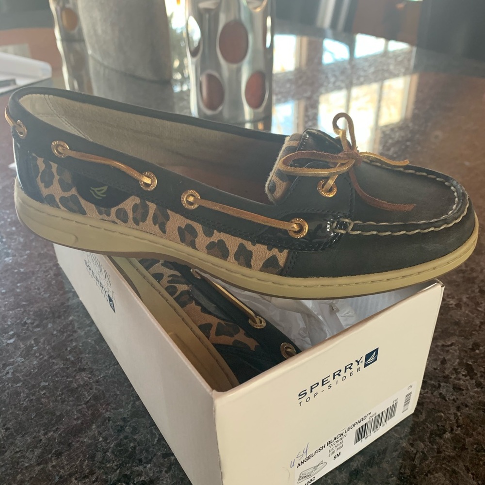 Sperry Angelfish Black Leopard Shoe